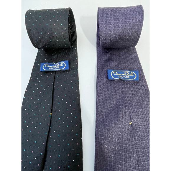 Oscar De La Renta Silk Necktie Lot of 2 Wedding Guest Preppy Office - Picture 3 of 6